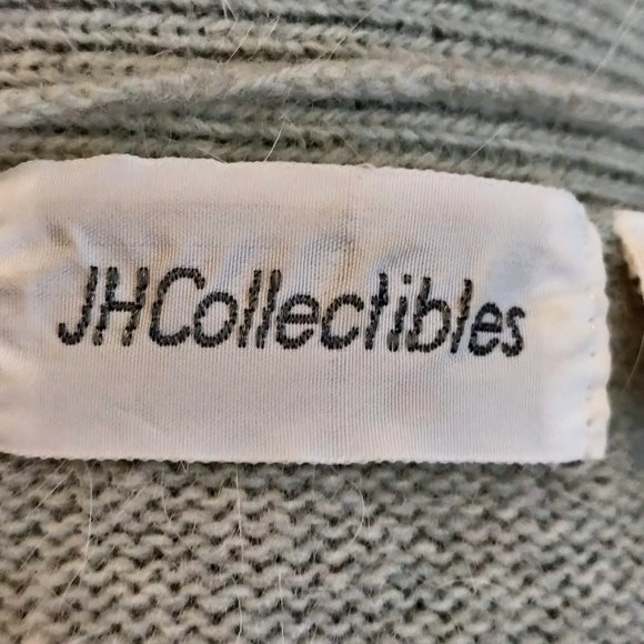 JH Collectibles Womens Vtg Pale Green Wool/Angora Open Shawl Collar Cardigan L - Picture 10 of 12